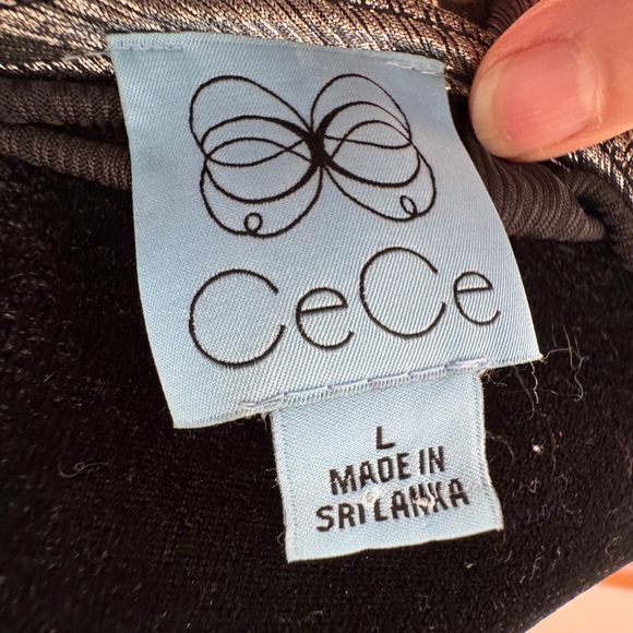 NWT CECE GUNMETAL Silver LIKE Shimmering Women's long sleeve Top Sz L Large NEW - Picture 4 of 9